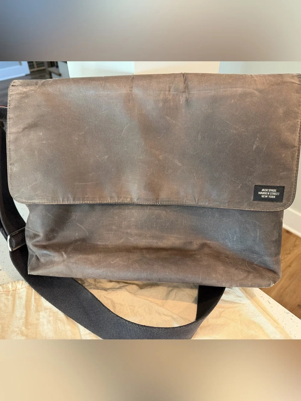 Jack Spade Brown Waxed Canvas Messenger — Dark Brown